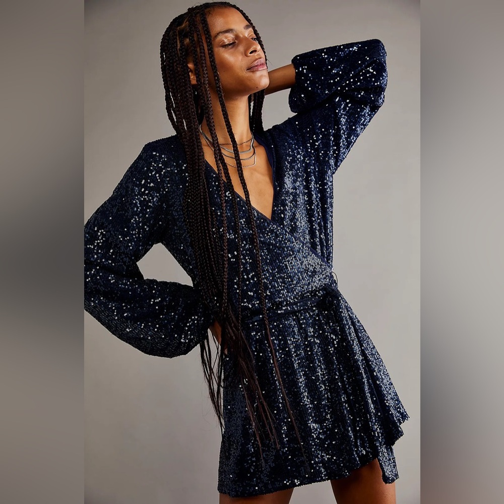 Free People • Christa Sequin Romper - Navy